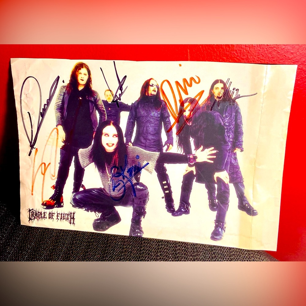 Cradle Of Filth Black Metal Band Signed Autographed Picture 12x8” Rare